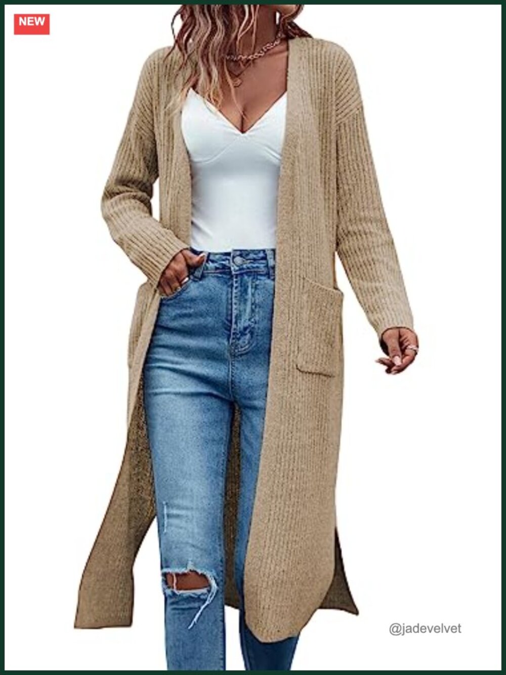 Long Cardigan Sweater Open Front Coat with Pockets Duster Maxi
